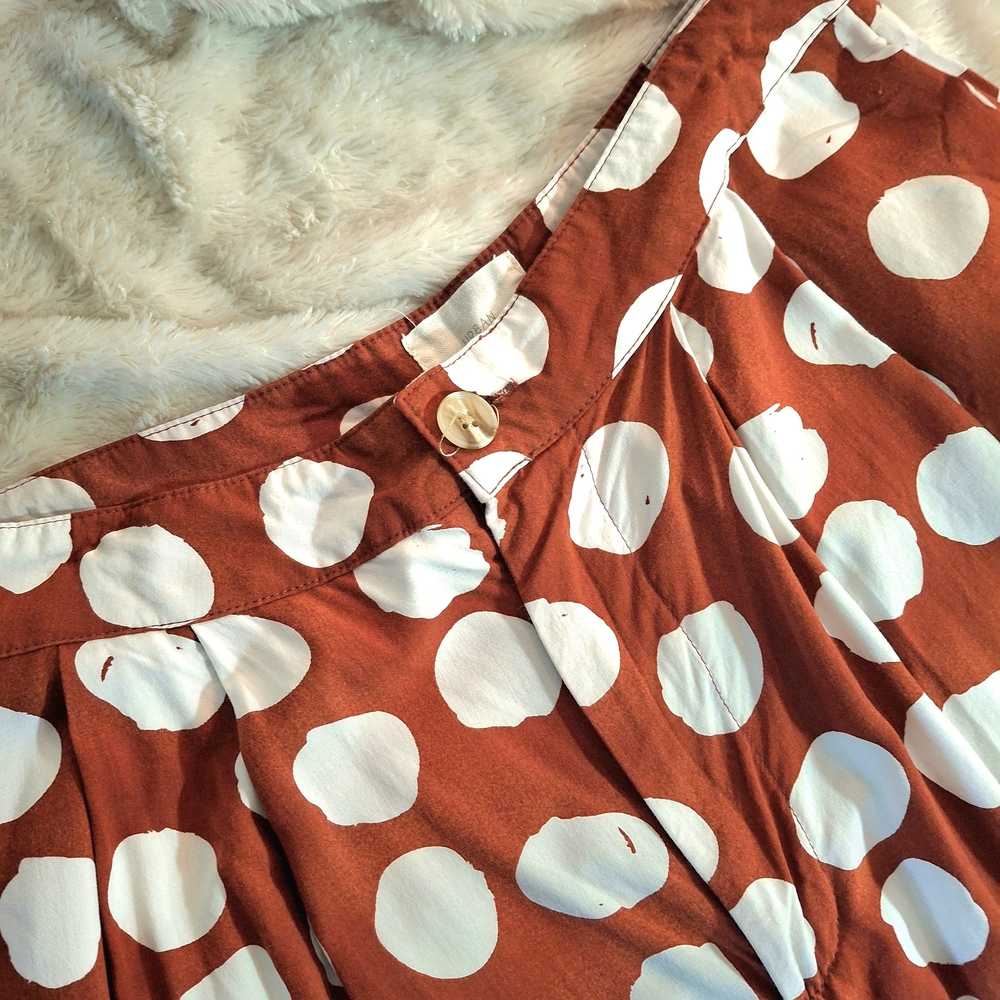 Urban Outfitters Womens 4 Rust Brown Polka Dot High Waist Wide Leg Pants